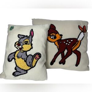 Rare Vtg Disney Needlepoint Pillows Bambi and Thumper